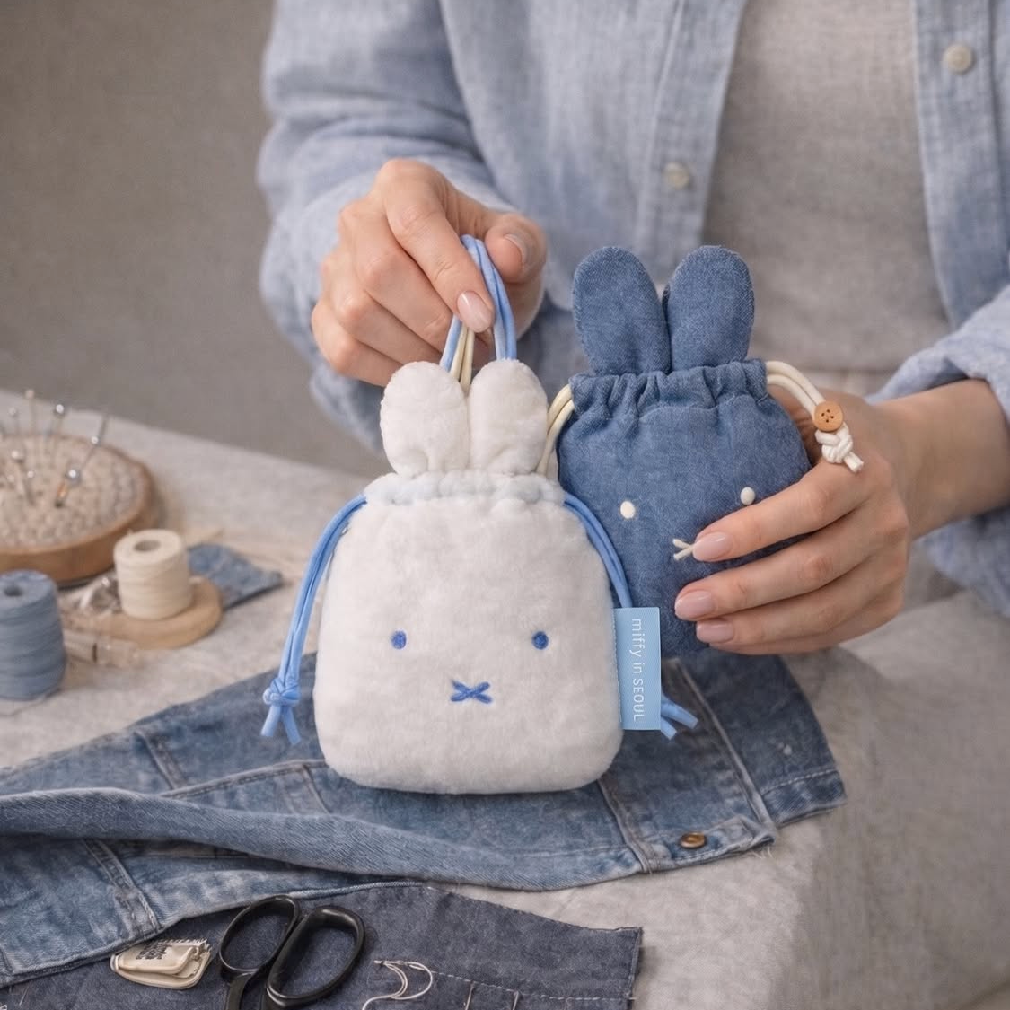 Miffy Korea | Miffy in Seoul Denim Edition Drawstring Pouch