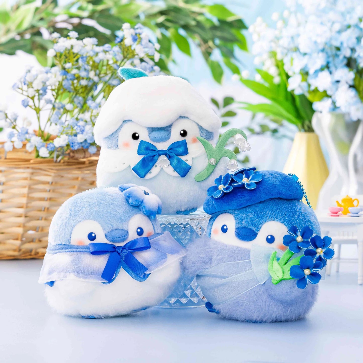 Koupen-Chan | Koupen-chan Hanamaru Sky Blue Bouquet - Fresh and Bright Forget-me-not Mascot