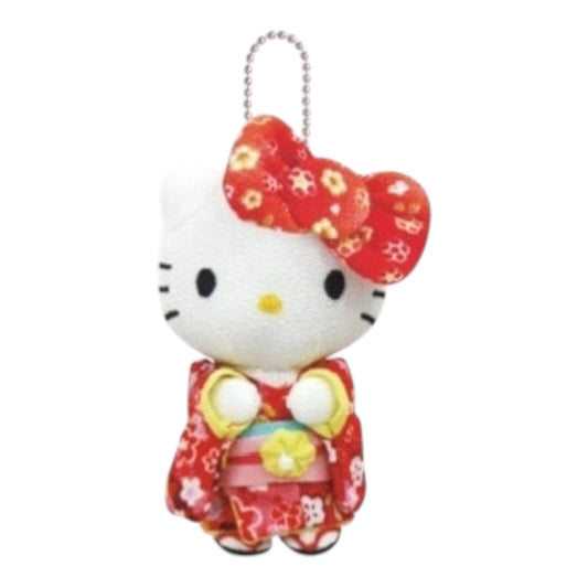 Sanrio | Japanese Kimono Chirimen Big Ribbon Hello Kitty Plush Keychain Red