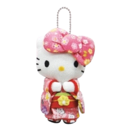 Sanrio | Japanese Kimono Chirimen Big Ribbon Hello Kitty Plush Keychain Pink