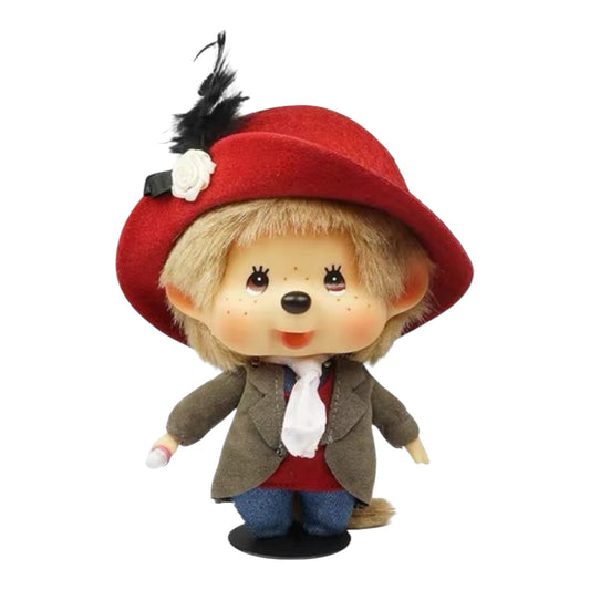 Monchhichi | Monchhichi Big Head Fashion Burgundy Rose Girl Keychain