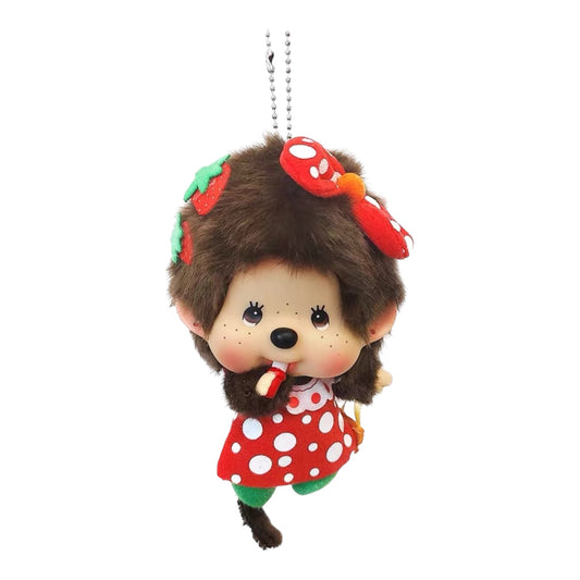 Monchhichi | Monchhichi Big Head Fashion Strawberry Girl Keychain
