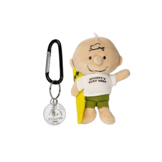 PEANUTS | SNOOPY'S SURF SHOP | Surf Mascot Snap Ring With Carabiner - Charlie Brown White T-shirt