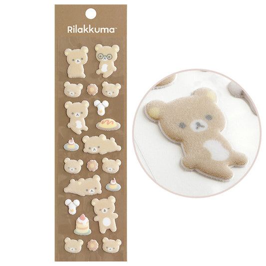 San-X | Rilakkuma BASIC RILAKKUMA Fluffy stickers - Rilakkuma