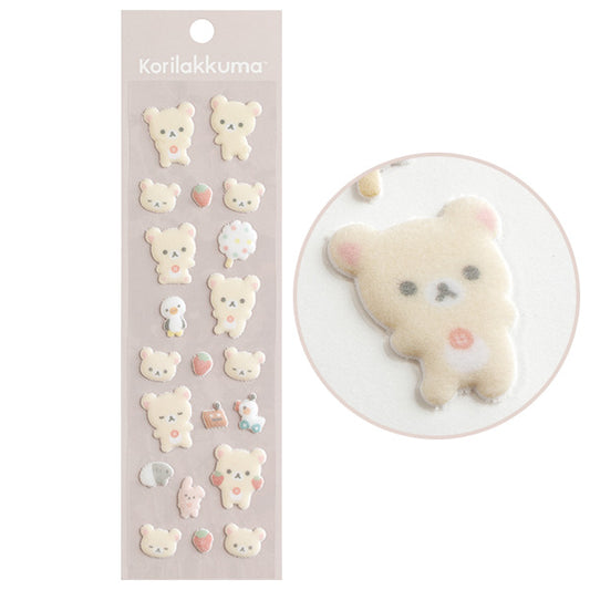 San-X | Rilakkuma BASIC RILAKKUMA Fluffy stickers - Korilakkuma