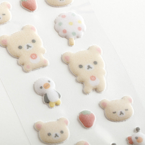 San-X | Rilakkuma BASIC RILAKKUMA Fluffy stickers - Korilakkuma