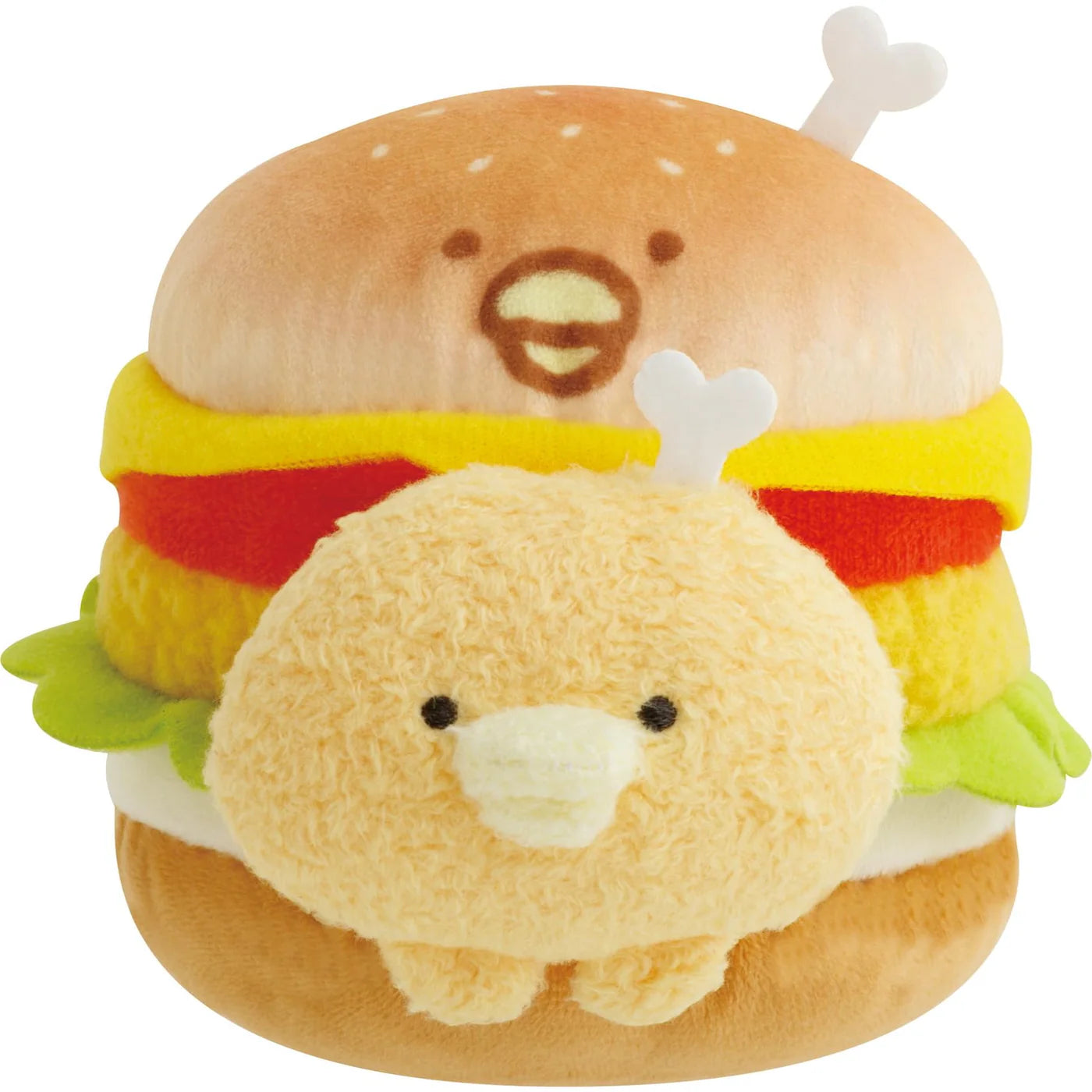 San-X | Chikip Umauma Burger, Hone Chicken | Burger plush toy - Chicken Tomato Burger MO54501