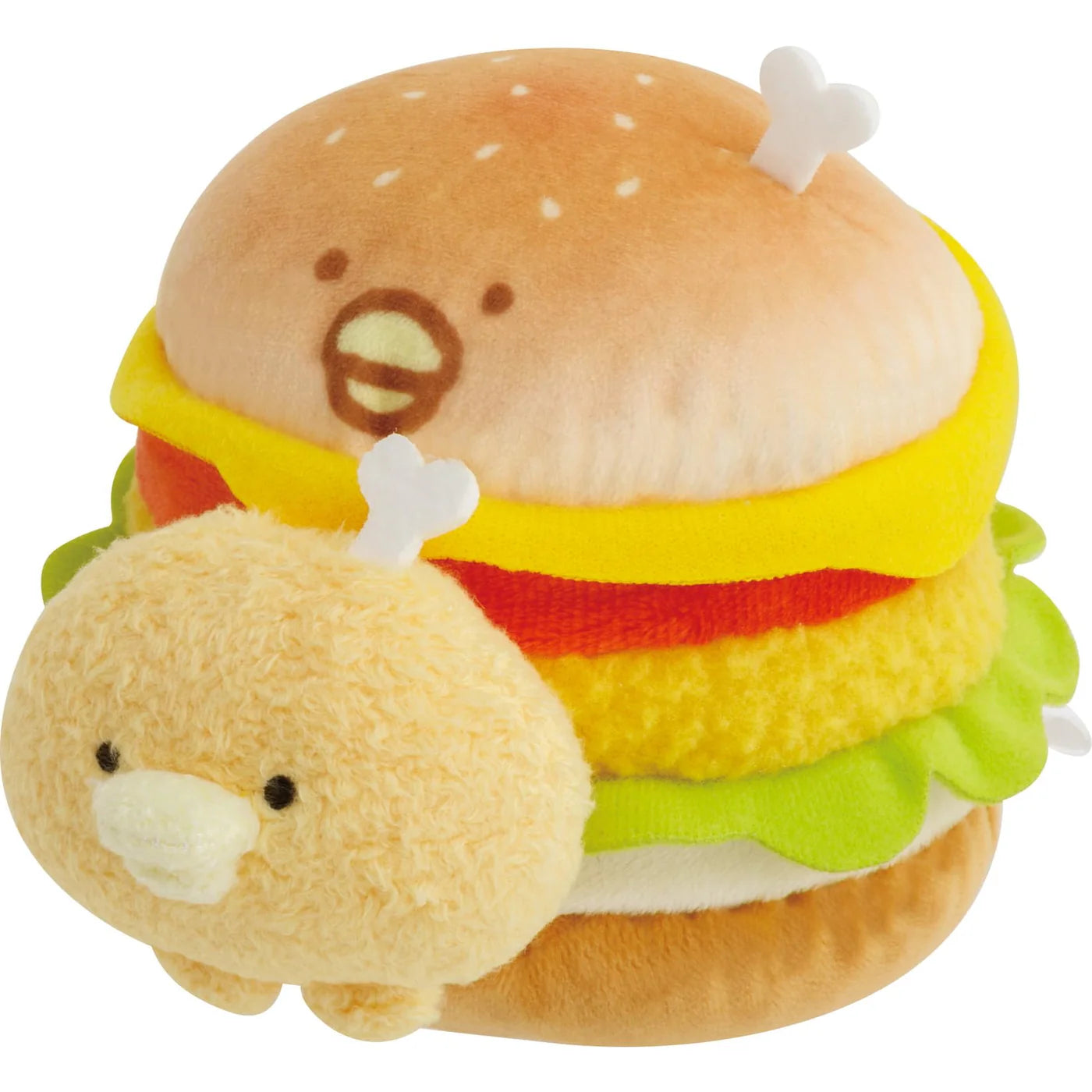 San-X | Chikip Umauma Burger, Hone Chicken | Burger plush toy - Chicken Tomato Burger MO54501