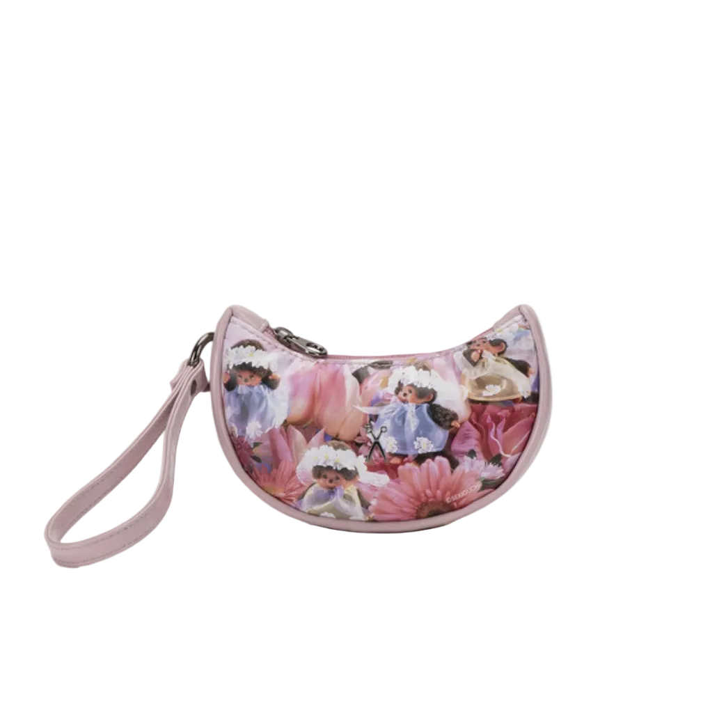 JOSEPH AND STACEY Bib Pouch Floral Monchichi Pink