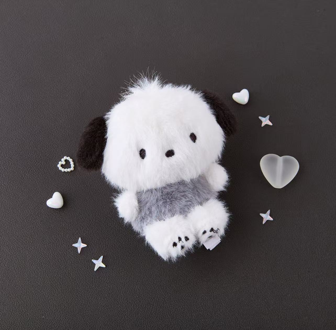 Sanrio Korea | Sanrio Fluffy Grey & White Plush Keychain