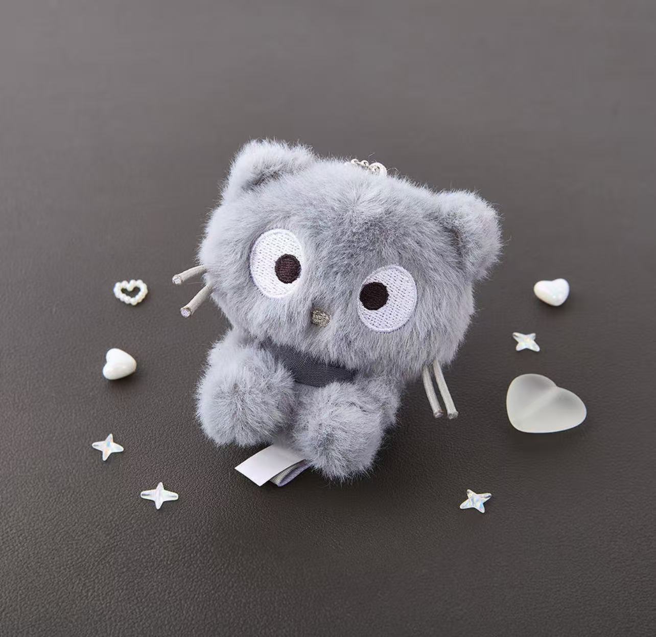 Sanrio Korea | Sanrio Fluffy Grey & White Plush Keychain