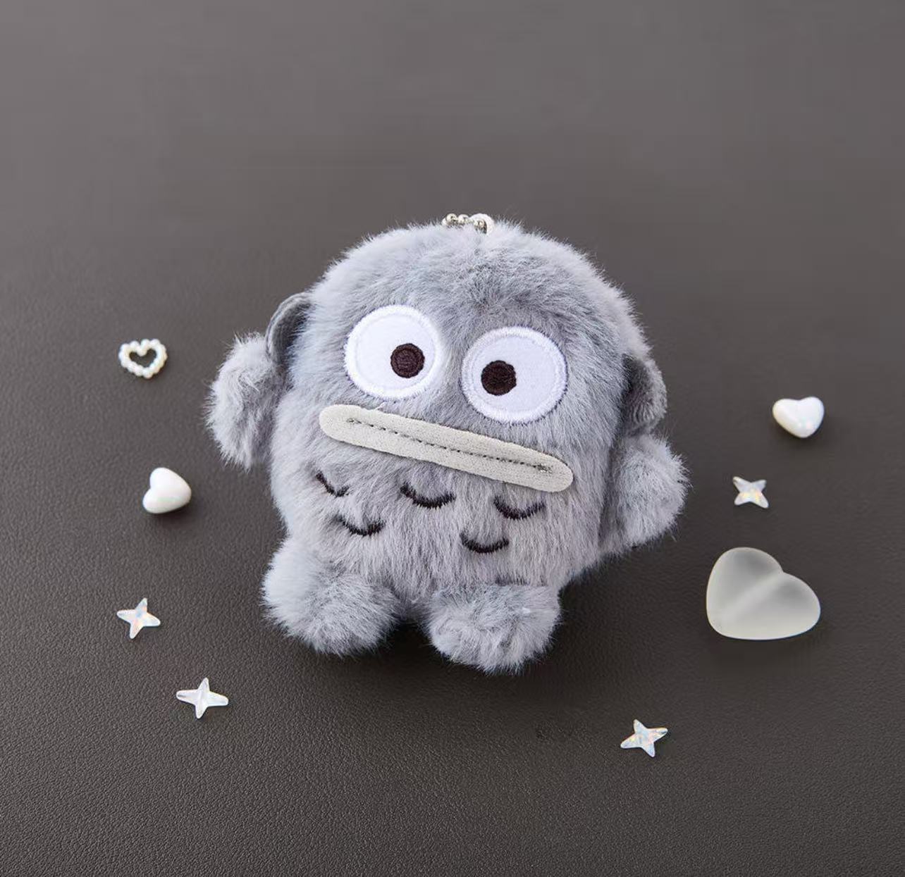 Sanrio Korea | Sanrio Fluffy Grey & White Plush Keychain