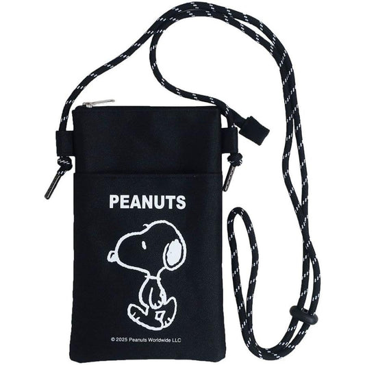 PEANUTS | Snoopy Zipper Sacoche Sitting Smartphone Pouch - Black