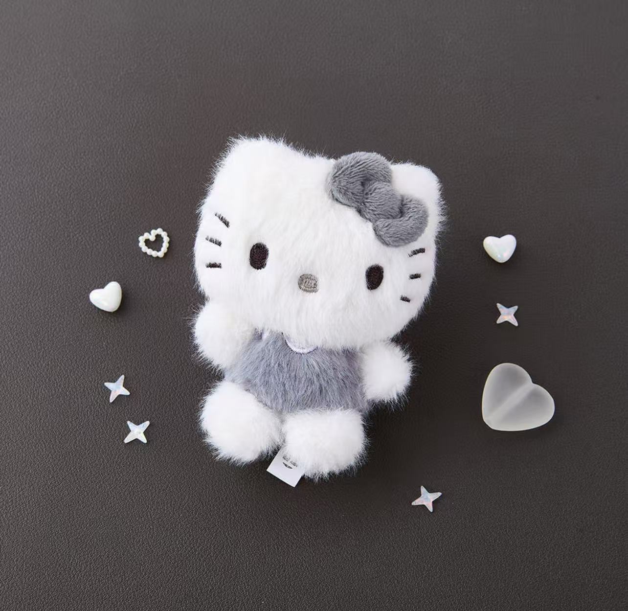 Sanrio Korea | Sanrio Fluffy Grey & White Plush Keychain