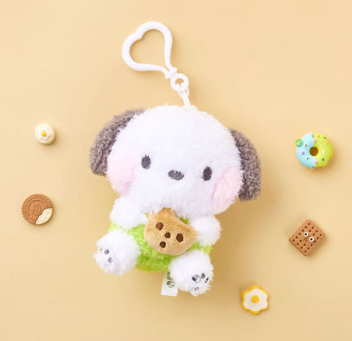 Sanrio Korea | Sanrio Fluffy Curly Hair Biscuit Plush Keychain