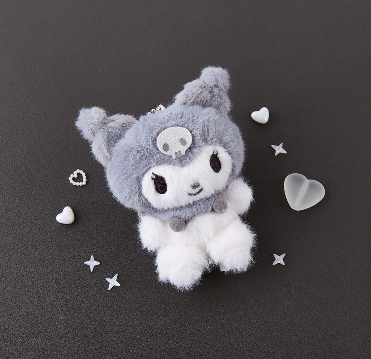 Sanrio Korea | Sanrio Fluffy Grey & White Plush Keychain
