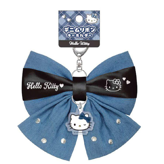 Sanrio | Sanrio Characters Denim Series Ribbon Keychain - Hello Kitty Black