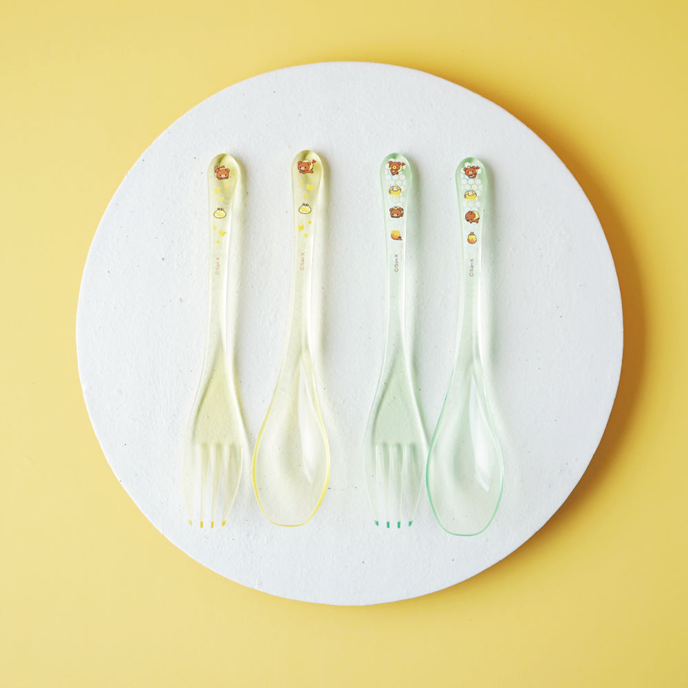 San-X | Rilakkuma Honey Exploration Team Design Clear Spoon and Fork Set