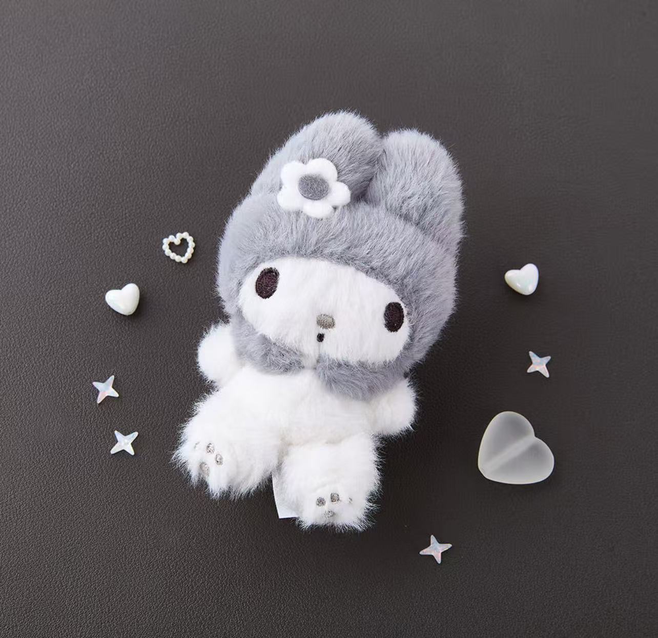 Sanrio Korea | Sanrio Fluffy Grey & White Plush Keychain