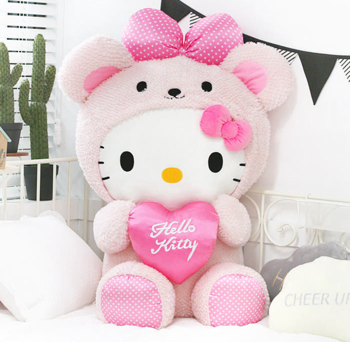 Sanrio Korea | Sanrio Hello Kitty Pink Heart Bear Plush Toy 60cm