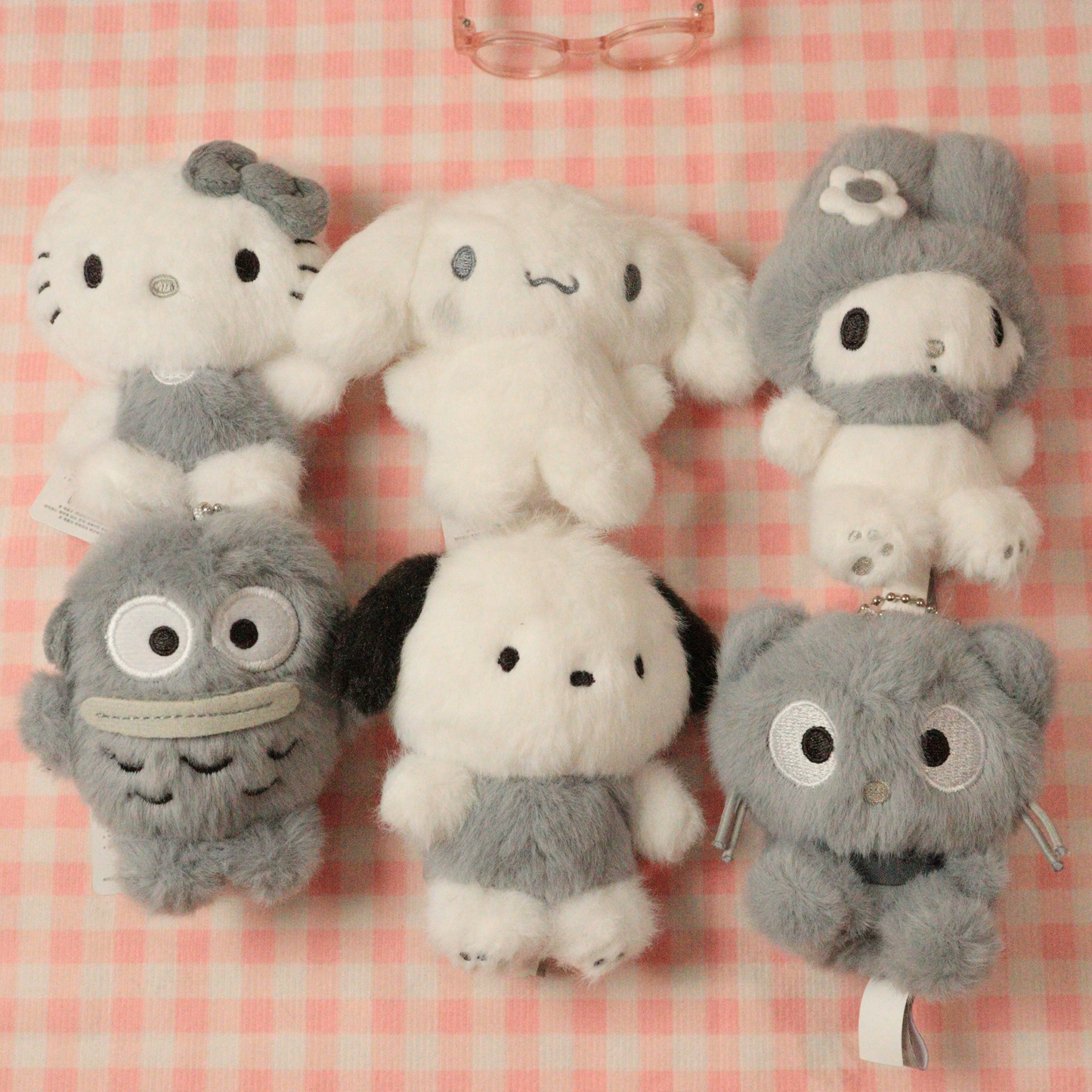 Sanrio Korea | Sanrio Fluffy Grey & White Plush Keychain