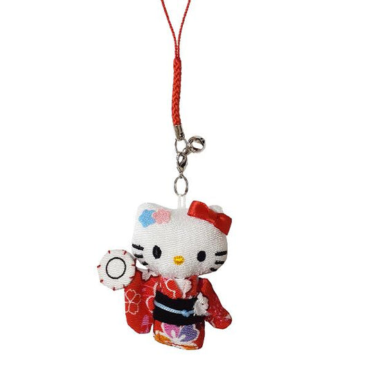Sanrio | Japanese Doll Chiriman Netsuke - Hello Kitty Kimono Drum Red