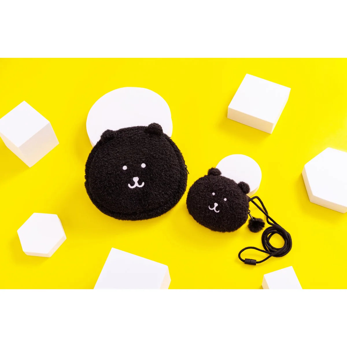 Nagano | Nagano Characters Nagano's Bear BLACK Fluffy Neck Pouch