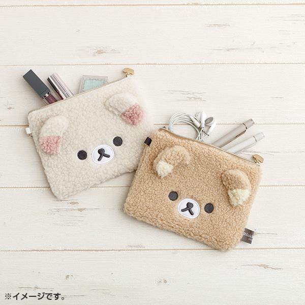 San-X | Rilakkuma BASIC RILAKKUMA Fluffy Flat Pouch - Korilakkuma CA77302