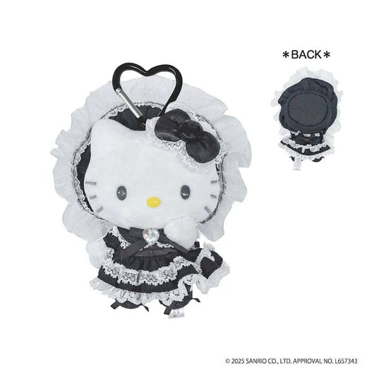 Sanrio | Hello Kitty Lovely Frill Plush Mascot Keychain With Heart Carabiner - Lolita Black