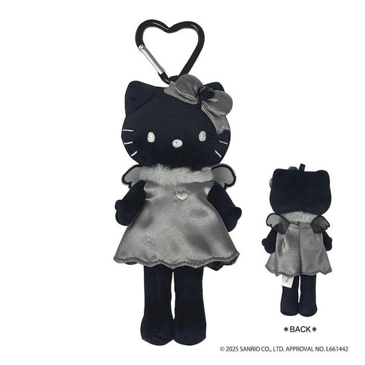 Sanrio | Hello Kitty Monochrome Black& Grey Collection | Hello Kitty Style Up Plush Keychain - Angel Black