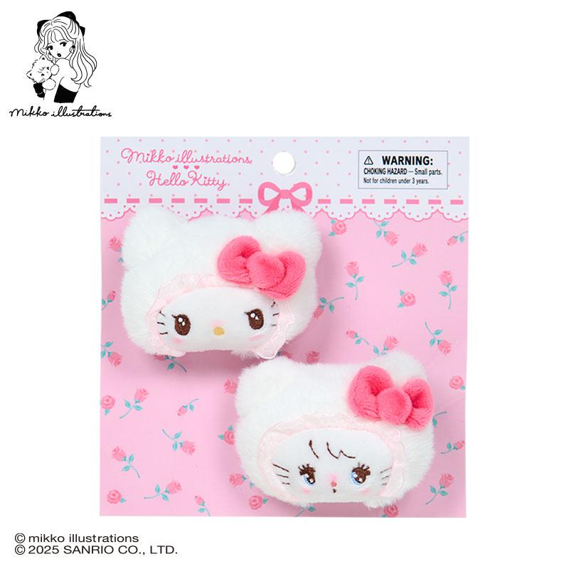 Sanrio | Mikko Illustrations x Sanrio Characters Plush Hair Clip Set - Hello Kitty