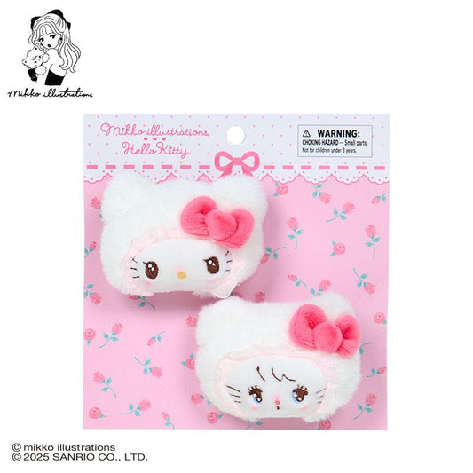 Sanrio | Mikko Illustrations x Sanrio Characters Plush Hair Clip Set - Hello Kitty