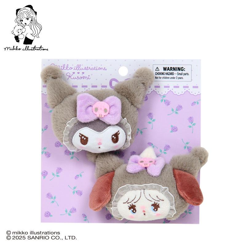 Sanrio | Mikko Illustrations x Sanrio Characters Plush Hair Clip Set - Kuromi