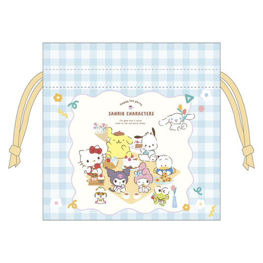 Sanrio | Sanrio Characters Chatty Tea Time Ribbon Flat Drawstring Pouch - Mint